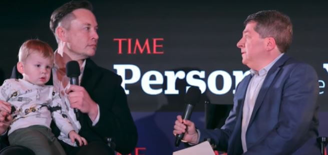 Saxon Musk father Elon Musk appeared with son X Æ A-Xii at Time’s “Person of the Year” event in December.